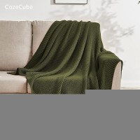 Cozecube Olive Green Throw Blanket For Bed Soft Cozy Cable Knit Throw Blanket For Twin Bed Lightweight Warm Decorative Farmhou