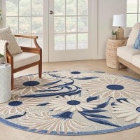 Nourison Aloha Indooroutdoor Blue Grey 710 X Round Area Rug Easy Cleaning Non Shedding Bed Room Living Room Dining Room