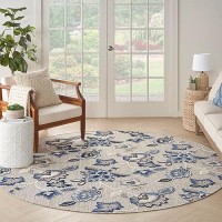 Nourison Aloha Indooroutdoor Blue Grey 710 X Round Area Rug Easy Cleaning Non Shedding Bed Room Living Room Dining Room