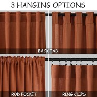 Rust Linen Curtains 90 Inches Long 2 Panel Back Tab Rod Pocket Rustic Farmhouse Boho Linen Curtain For Dining Room Brick Burnt B