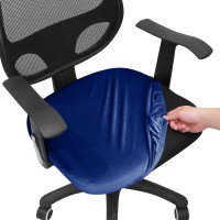 Forcheer Office Chair Seat Cover Stretchable Water Resistant Spandex Stretch Jacquard Computer Chair Slipcover For Desk Chairs Seat Velvet Sea Blue