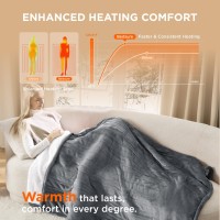 Bedsure Heated Blanket Electric Throw Soft Flannel Electric Blanket Heating Blanket With 4 Time Settings 6 Heat Settings W