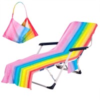 Colorful Beach Chair Cover With Side Pockets Cozy Quick Dry Stripe Chaise Lounge Chair Towel Cover For Pool Beach Garden Hotel Sunbathing (Colorful 02)
