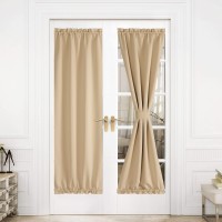 Nicetown Blackout French Door Curtain Side Panels For Privacy Farmhouse Thermal Insulated Soft Fabric Solid 30X72Inch Window T