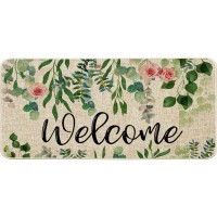 Ortigia Welcome Outdoor Doormat Indoor Patio Spring Eucalyptus Leaves Door Mats Nonslip Durable Entrance Mat For Home Entrance