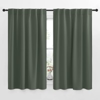 Nicetown Blackout Curtain Panels For Living Room Dark Mallard Color 52X63 Inch 2 Panels Set Room Darkening Blackout Drapes