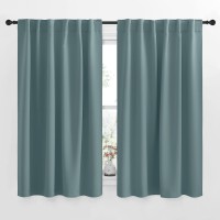 Nicetown Blackout Curtains And Drapes For Kitchen Greyish Blue Color 52 Inches Wide By 63 Inches Long 2 Panels Set Thermal