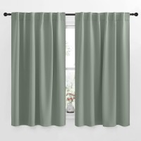 Nicetown Insulated Room Darkening Curtain Panels Greyish Green Color W52 X L54 2 Pieces Room Darkening Window Treatment Dr