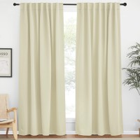 Nicetown Blackout Curtain Panels Window Draperies Beige Color 62X84 Inch 2 Pieces Privacy Blackout Cloth Fabric Living Be