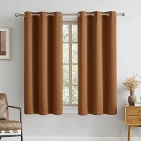 Dualife Blackout Curtains 45 Inch Length Sleek Narrow Curtains For Small Window Bathroom Laundry Fall Decor Doorway Curtains(2 Panels  Dark Oak Golden Brown  W34 X L45)