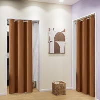 Dualife Blackout Curtains 45 Inch Length Sleek Narrow Curtains For Small Window Bathroom Laundry Fall Decor Doorway Curtains(2 Panels  Dark Oak Golden Brown  W34 X L45)