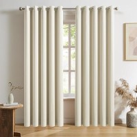 Dualife 90 Inch Curtains Cream Beige  Vertical Window Drapes For Bedroom  60 Inch Wide Room Darkening Curtains For Living Room Grommet Top 60X90 Inches Long  2 Panels