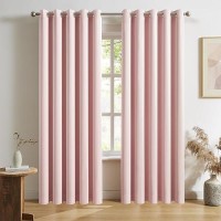 Dualife Blackout Curtains Baby Pink 90 Inch Length - Bedroom Black Out Drapery Room Darkening Curtains For Nursery Thermal Insulated Grommet Curtain Panel Pair 60 X 90 Inches Long  2 Panels