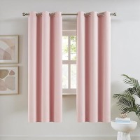 Dualife Baby Pink Curtains Blackout 63 Inch Length - Dark Black Out Drapery Room Darkening Curtains For Nursery Thermal Insulated Grommet Curtain Panel Pair 34 X 63 Inches Long  2 Panels