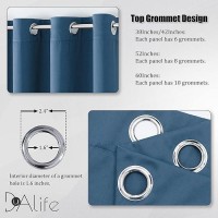 Dualife Midnight Blue Curtains 63 Inch Length For Boys Kids Room 2 Panel  Grommet Boho Curtains For Bedroom  Dark Denim Blue  52 By 63 Inch