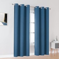 Dualife Midnight Grommet Room Darkening Curtains 42 X 96 Inches  2 Panels