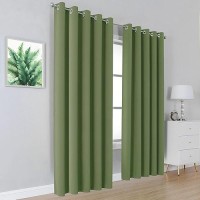 Dualife Grommet Curtains Sage Green 84 Inch Length 2 Panels Set Light Blocking Curtains For Bedroom Thermal Insulated Room Darke