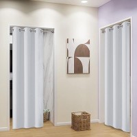 Dualife Greyish White Room Darkening Curtains 72 Inches Long - Grommet Thermal Insulated Privacy Curtains & Drapes For Bedroom (34 By 72  2 Panels)