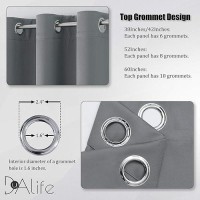 Dualife Room Darkening Curtains & Drapes For Bedroom - Thermal Insulated Blackout Curtain Panels Grommet Top?52W X 90L  Grey  2 Panels