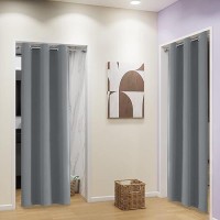 Dualife Grey Blackout Curtains For Bedroom 2 Panels Set Thermal Insulated Grommet Top Draperies And Drapes For Basement (Gray  W34 X L45 Inch)