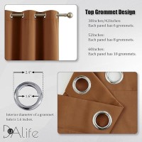 Dualife Blackout Curtains 2 Panels Set 84 Inches Long Caramel Brown Orange 70S Curtains Living Room Therma Insulated Grommet Drapes 52 X 84 Inch