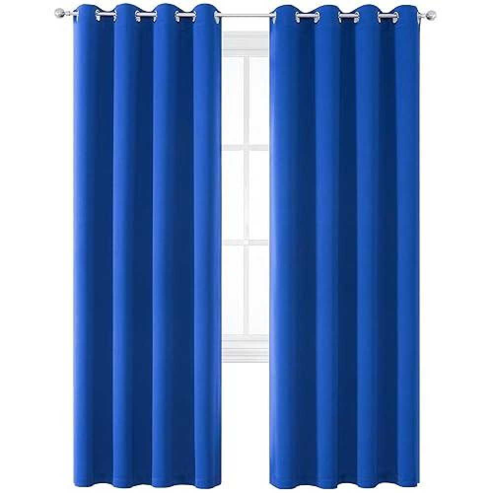 Dualife Royal Blue Grommet Room Darkening Curtains 52 X 90 Inches  2 Panels