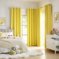 Dualife 90 Inch Curtains Yellow  Room Darkening Curtains  Thermal Insulated Noise Blocking Panels  52 X 90 Inch  Bright Illuminating Yellow  2 Panels Set