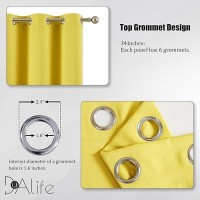 Dualife Bright Yellow Curtains - Room Darkening Narrow Curtain Drapes Grommet Thermal Insulated Small Window Curtains For Kids Bedroom  2 Panels Sets (34 X 54 Inches Long  Illuminating Yellow)