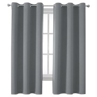 Dualife Grey Room Darkening Curtains & Drapes For Bedroom - Thermal Insulated Grommet Curtain Panels For Flat/Apartment  34W X 63L  Grey  2 Panels  Gray