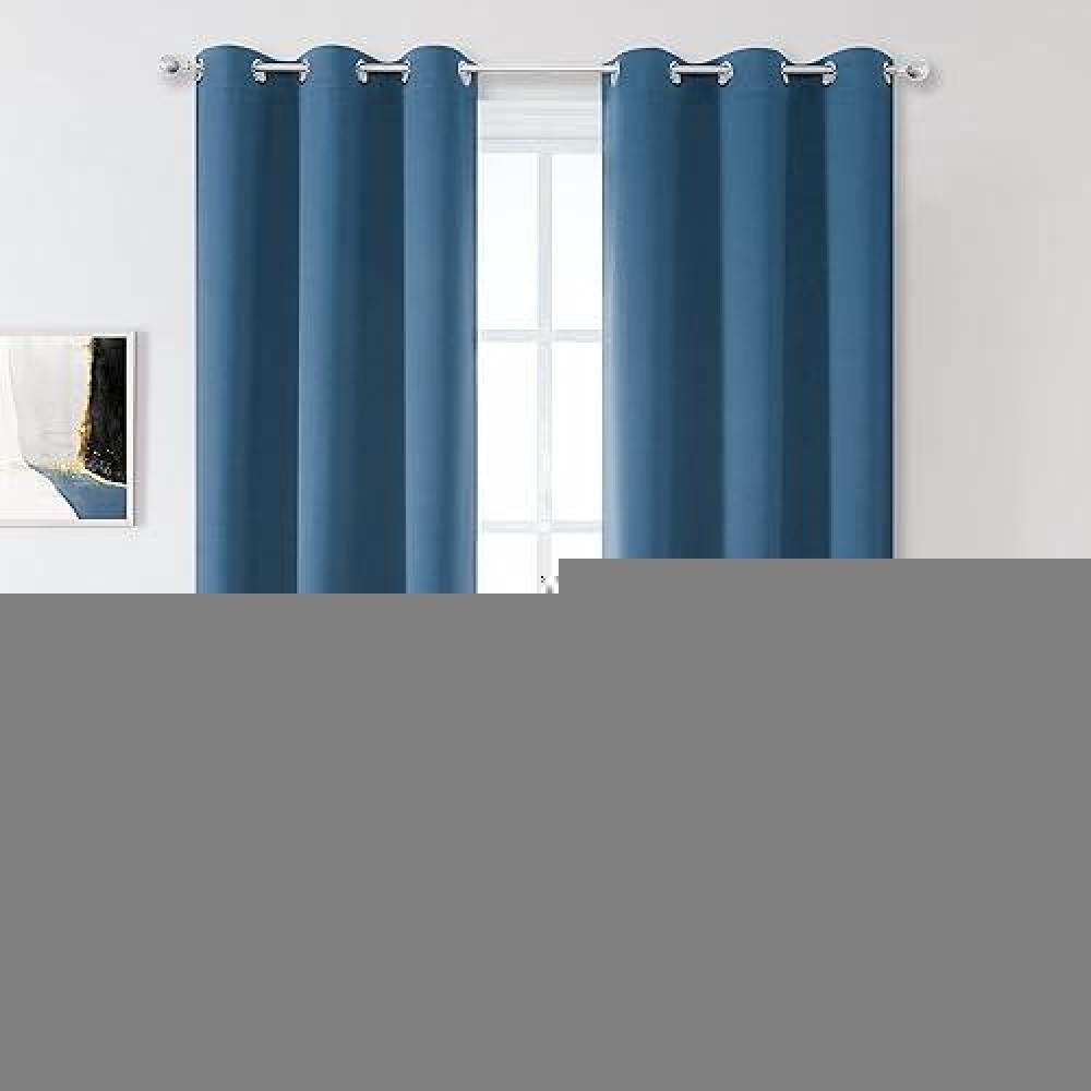 Dualife Door Doorway Curtains Blackout 80 Inch Length 2 Panels  Grommet Sunblock Room Darkening Long Skinny Curtains For Bedroom Door Doorway Width 34 Inch  Midnight Blue