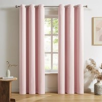 Dualife Baby Pink Curtains Blackout 90 Inch Length - Black Out Drapery Room Darkening Curtains For Nursery Thermal Insulated Grommet Curtain Panel Pair 34 X 90 Inches Long  2 Panels