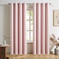 Dualife Blackout Curtains Baby Pink 90 Inch Length - Bedroom Black Out Drapery Room Darkening Curtains For Nursery Thermal Insulated Grommet Curtain Panel Pair 52 X 90 Inches Long  2 Panels