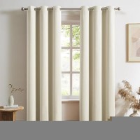 Dualife Grommet Curtains 2 Panels - Room Darkening Doorway Curtain Panels Window Covering Drapery For Bedroom Closet Door  Cream Beige 34 By 90 Inches Long