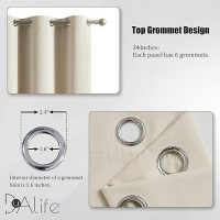 Dualife Beige Curtains 80 Inch Length 2 Panels Set  34 Inch Wide Door Interior Curtains For Living Room Grommet Narrow Curtain Drapes For Bedroom/Home Office 34X80 Inches Long