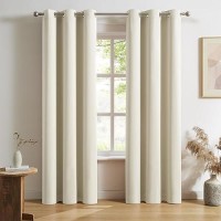 Dualife Bedroom Curtains Grommet Drapes 2 Panels Set  Narrow Skinny Curtains 84 Inch Length  Cream Beige  34W X 84L Inch