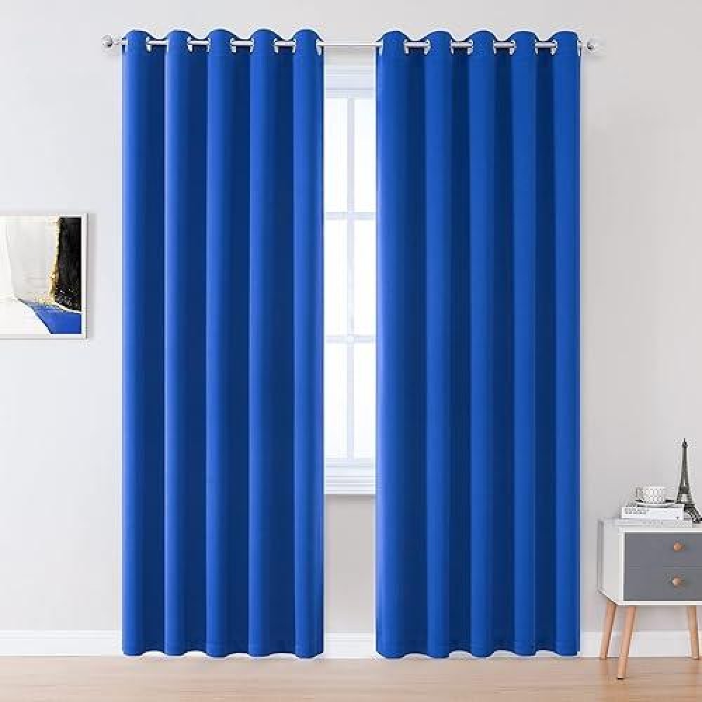 Dualife Royal Blue Grommet Room Darkening Curtains 60 X 90 Inches 2 Panels