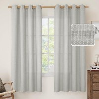 Lamit 72 Inch Linen Curtains For Bedroom Grommet Thick Linen Textured Privacy Drapes Light Filtering Burlap Curtains For Farmho