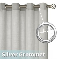 Lamit Light Grey Linen Curtains 90 Inch For Bedroom Grommet Thick Linen Textured Burlap Curtains Light Filtering Privacy Curtai