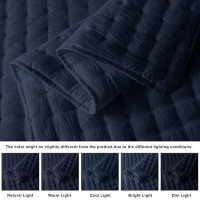 Wdcozy Navy Blue Oversized California King Size Quilt Bedding Sets With Pillow Shams Cal King Lightweight Bedspread Coverlet Q