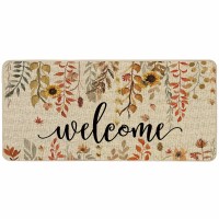 Ortigia Welcome Fall Doormat Eucalyptus Leaves Sunflowers Door Mats Indoor Outdoor Patio Nonslip Durable Entrance Floor Mat For