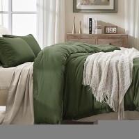 Andency Olive Green Comforter Set King  3 Pieces Boho Tassel Lightweight Bedding Comforter Sets For King Bed  All Season Soft Fluffy Fringe Bed Set (104X90In Comforter & 2 Pillowcases)