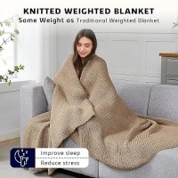 Lagraty Knitted Weighted Blanket 50X60 7Lbs Cooling Chunky Knit Heavy Blanket For Adults Braided Crochet Throw Thick Cabl