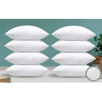 Otostar Pack Of 8 Waterproof Pillows Inserts, 20 X 20 Outdoor Decorative Throw Pillow Inserts Soft Fluffy Plump Cushion Inserts For Patio Garden Bench Farmhouse Sofa Couch Bed, White