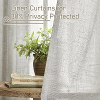 Lamit Natural Linen Curtains For Bedroom 84 Inch Faux Linen Textured Light Filtering Drapes Back Tab And Rod Pocket Window Pane