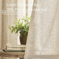 Lamit Living Room Linen Curtains 95 Inch For Bedroom Back Tab And Rod Pocket Linen Textured Sheer Curtains Light Filtering Burl