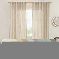 Lamit Light Filtering Linen Curtains 84 Inches Long For Bedroom Faux Linen Textured Semi Sheer Back Tab And Rod Pocket Burlap B