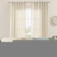 Lamit Living Room Linen Curtains 95 Inch For Bedroom Back Tab And Rod Pocket Linen Textured Sheer Curtains Light Filtering Boho