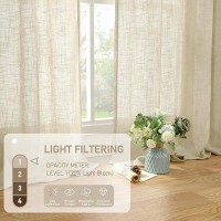 Lamit Faux Linen Curtains 63 Inches Long For Bedroom Back Tab And Rod Pocket Linen Drapes Light Filtering Sheer Window Curtains