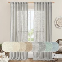 Lamit Linen Curtains 108 Inch For Bedroom Back Tab And Rod Pocket Thick Linen Textured Sheer Curtains Light Filtering Curtains