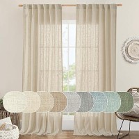 Lamit Natural Linen Blended Curtains For Living Room Back Tab And Rod Pocket Semi Sheer Curtains Light Filtering Country Rustic